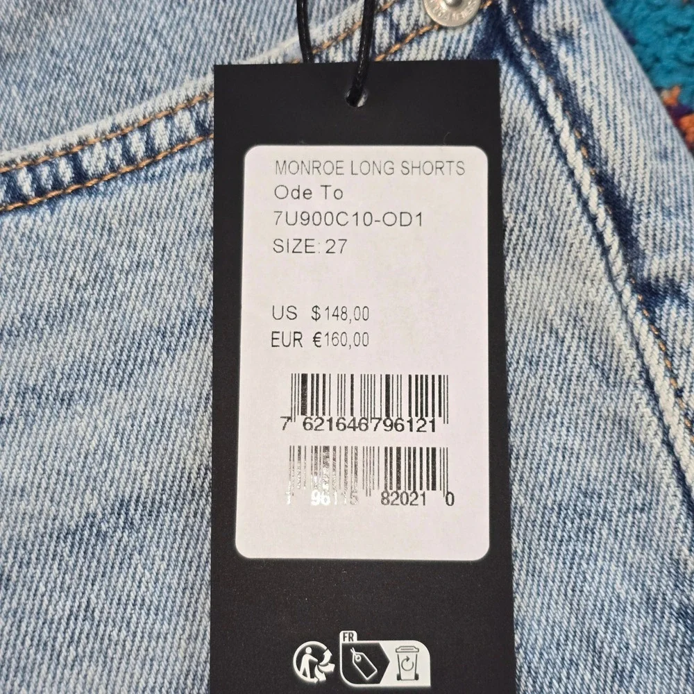 NWT 7 For All Mankind Monroe Long Shorts in Ode To Raw Hem Women Size‎ 27
